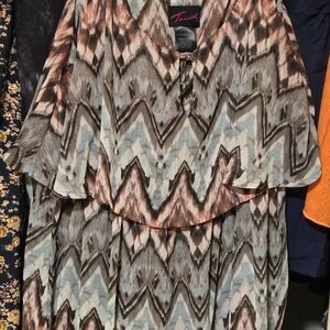 Torrid Zigzag Pattern Blouse - Brown and Blue